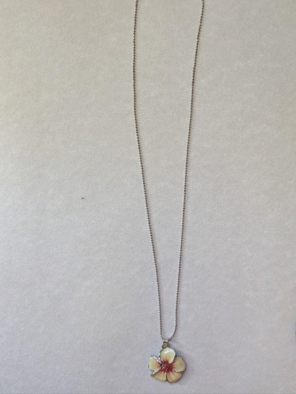 Hibiscus Silver Chained Necklace